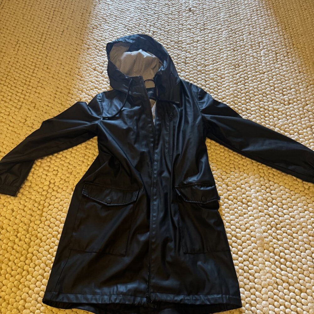 Zara Black Rain Jacket Size Small